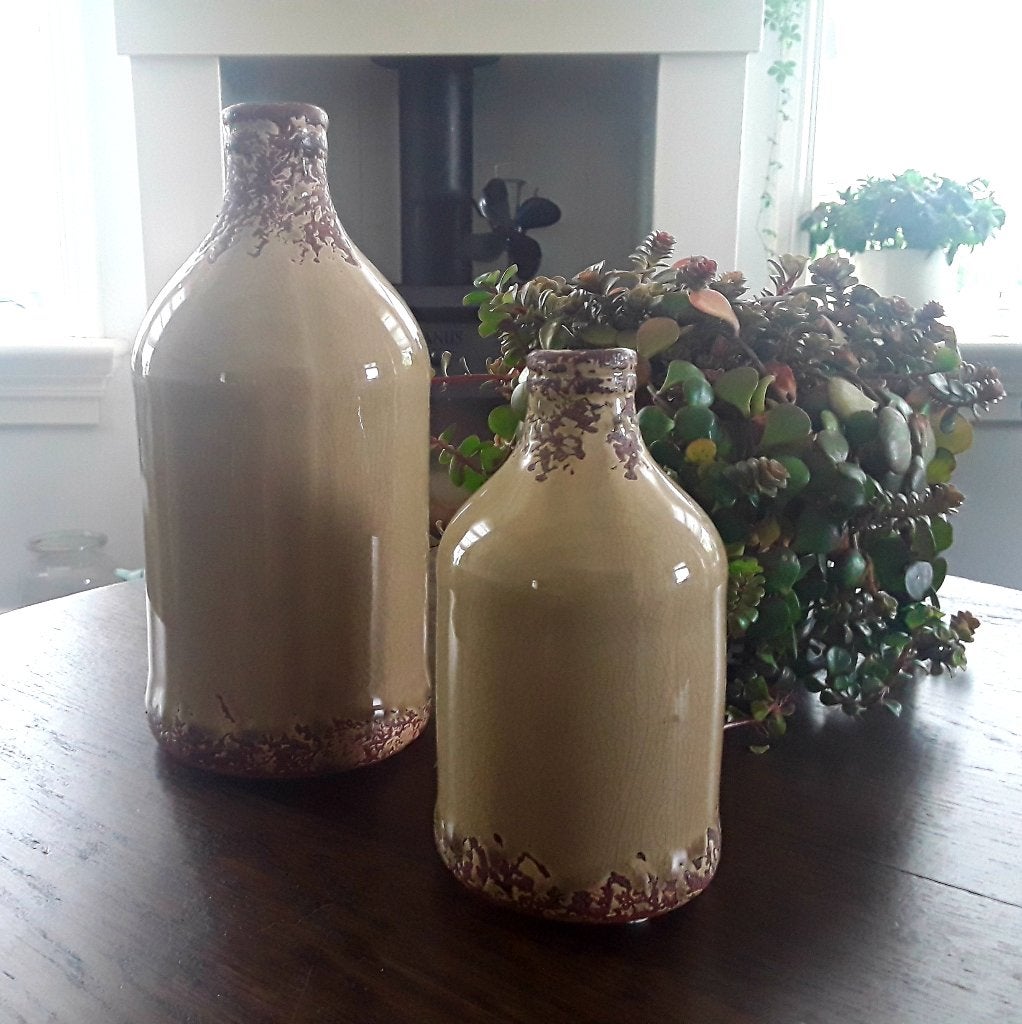 2 kruiken - geglazuurd, Ophalen of Verzenden, Zo goed als nieuw, Overige kleuren