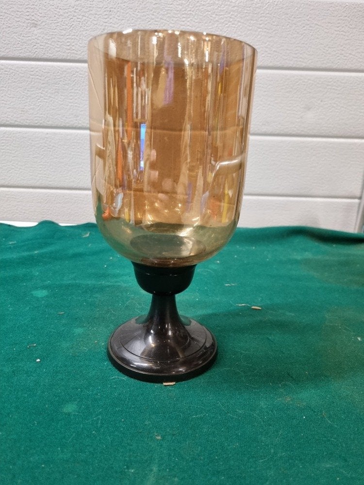 kandelaar glas metaal goud tinten, Ophalen of Verzenden, 'T Olde Gre-j, Info@toldegrej.nl, Endepoelstraat 20f Didam