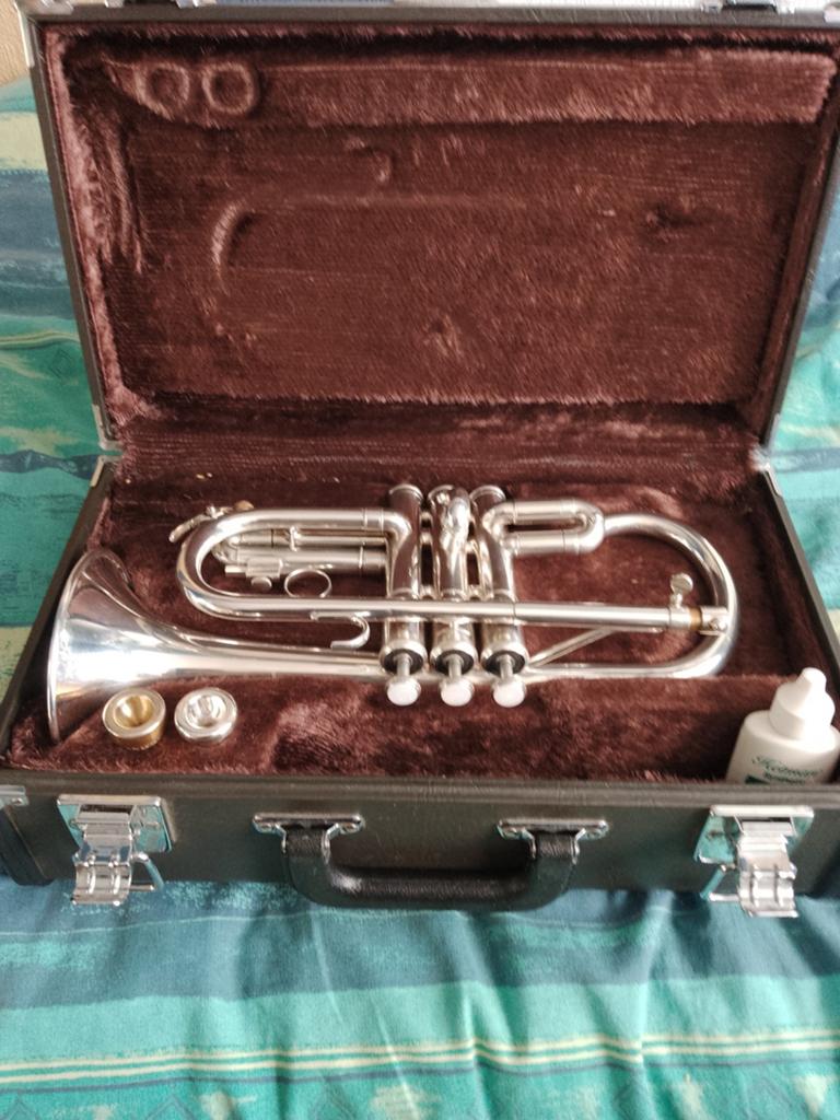 Zgan.Yamaha Escornet., Muziek en Instrumenten, Ophalen of Verzenden, Zo goed als nieuw, Es-trompet, Met koffer
