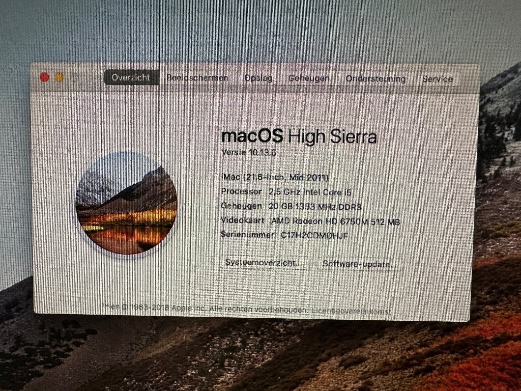 iMac 21.5 inch High Sierra 20 GB int geheugen, Computers en Software, Ophalen, Gebruikt, 2 tot 3 Ghz, HDD