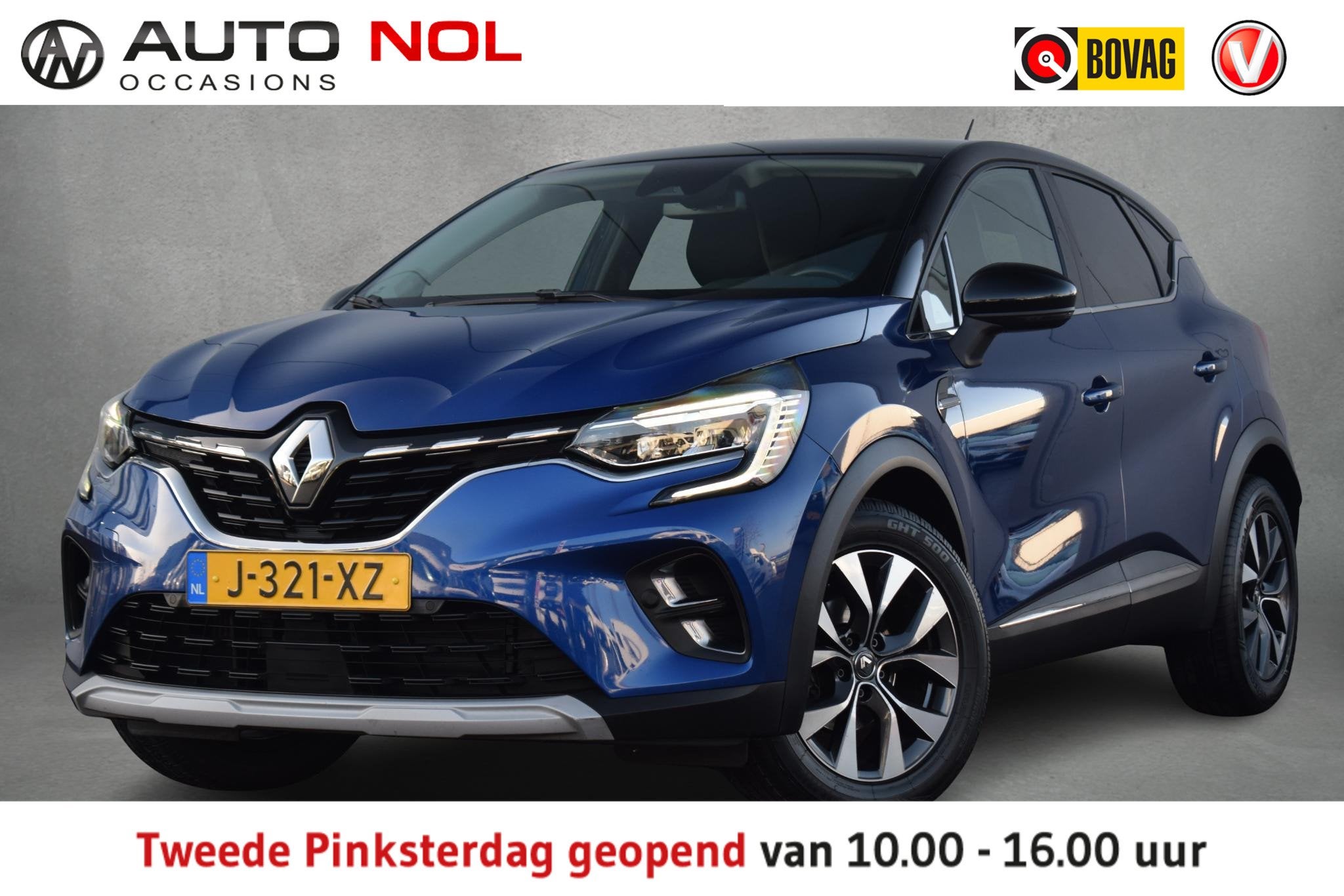 Renault Captur 1.0 TCe 100 Intens | Half Leer | Camera | Cli, Auto's, Gebruikt, 1165 kg, Blauw, Origineel Nederlands