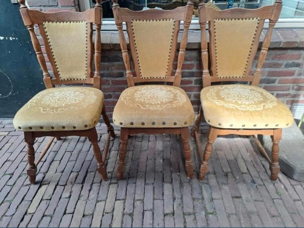Prachtige set van 3 vintage/antieke eetkamerstoelen, Huis en Inrichting, Stoelen, Ophalen