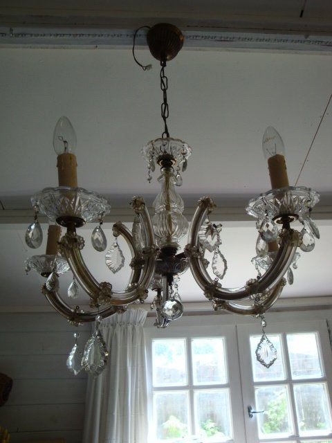 Maria Theresia kroonluchter shabby chic glas luchter, Ophalen, Glas, Gebruikt, E14 (klein)
