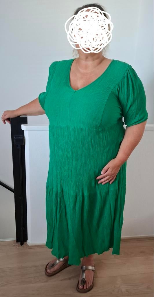ZOMER26 maxi-jurk groen stroken V-hals maat50/52, Kleding | Dames, Jurken, Maat 38/40 (M), Ophalen of Verzenden, Zo goed als nieuw