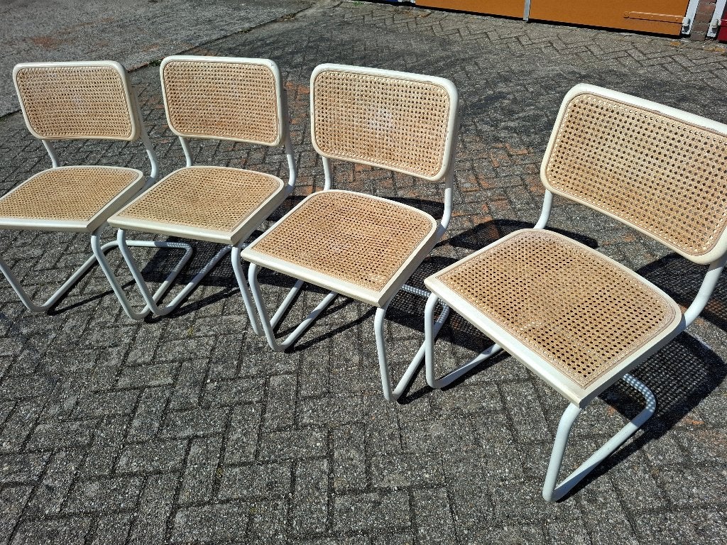 vintage Marcel Breuer Cesca stoelen 4x, Ophalen, Gebruikt, Wit, Vier