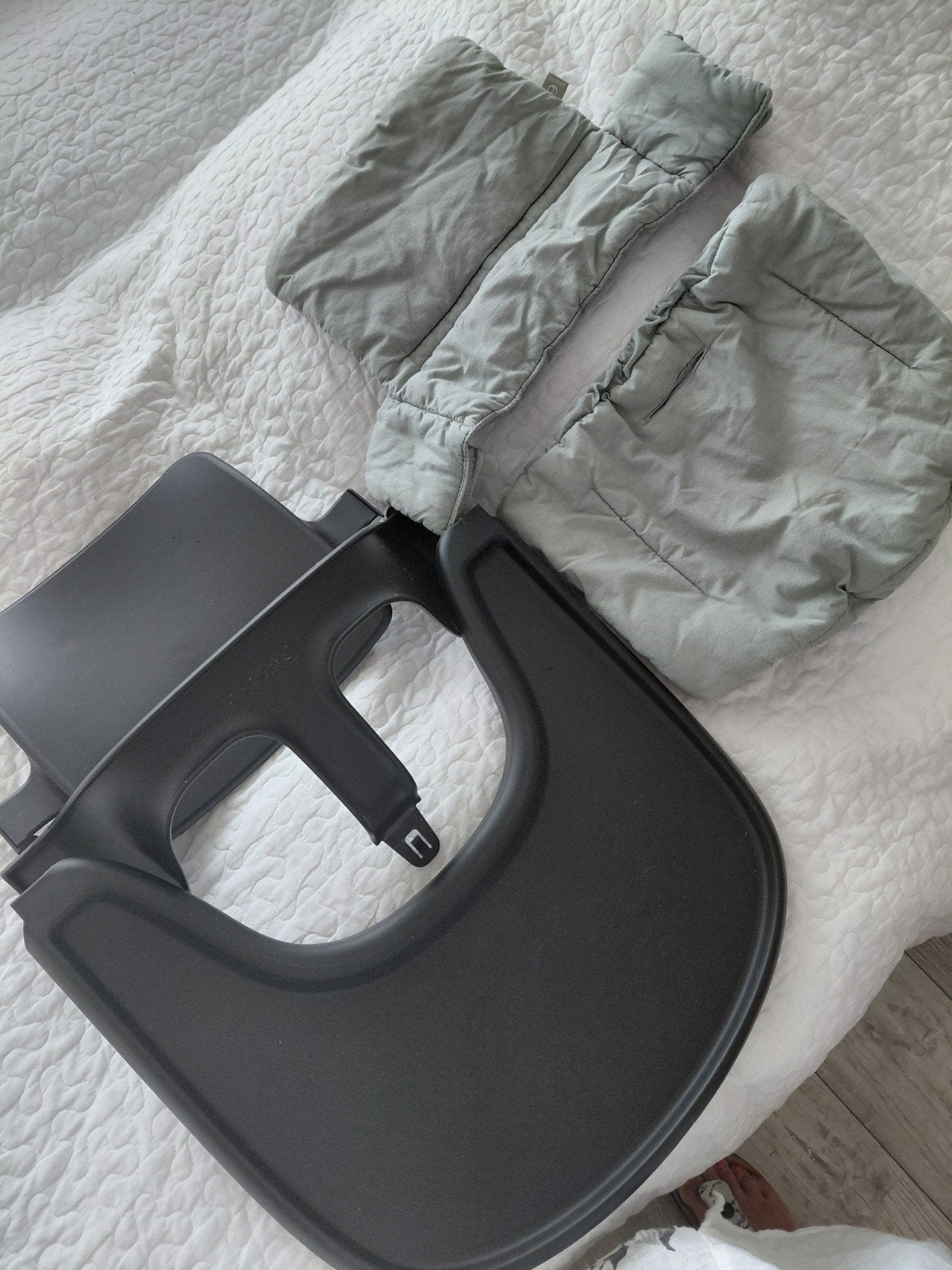 Stokke Tripp Trapp Babyset, tray en kussenset, zwart, Kinderen en Baby's, Kinderstoelen, Ophalen of Verzenden, Zo goed als nieuw