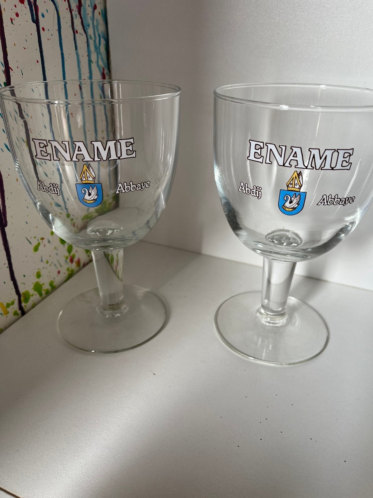 Ename bierglazen set van 2 glazen, Ophalen of Verzenden, Nieuw, Glas of Glazen, Overige merken