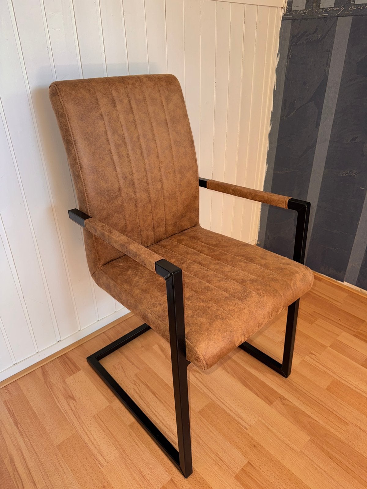 4x eetkamerstoelen Pareda cognac/grijs, Ophalen, Zo goed als nieuw, Grijs, Vier