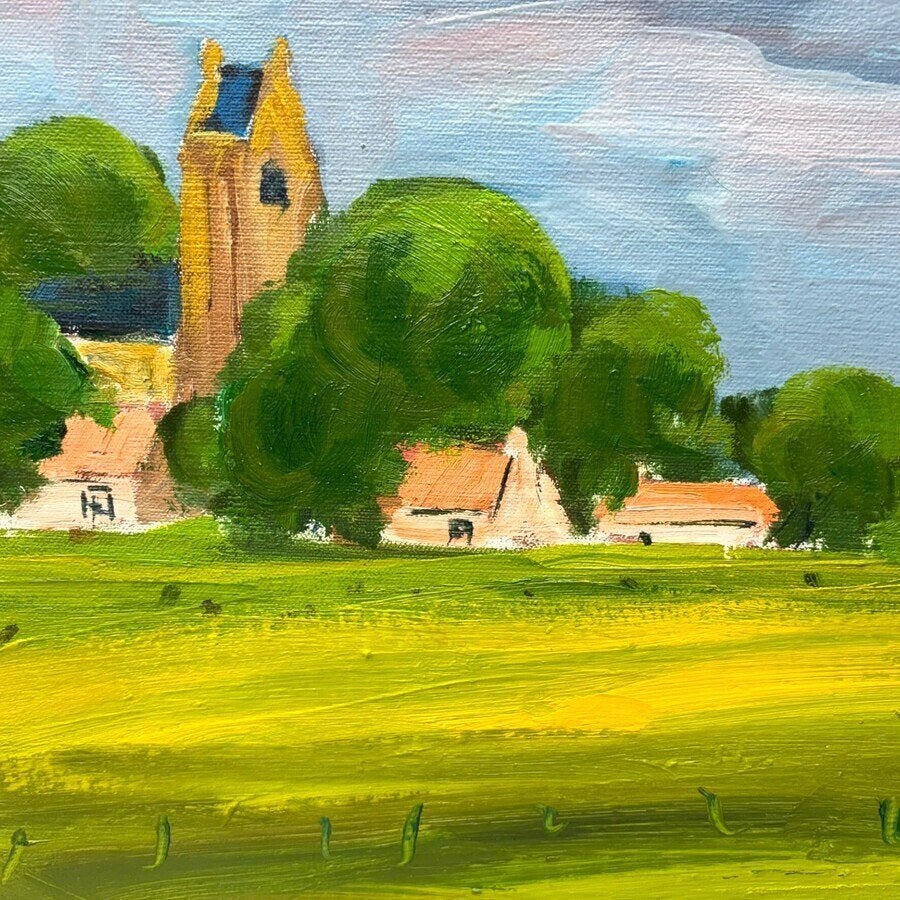 Wim van der Veer (1939) - Fries zomerlandschap, Ophalen of Verzenden