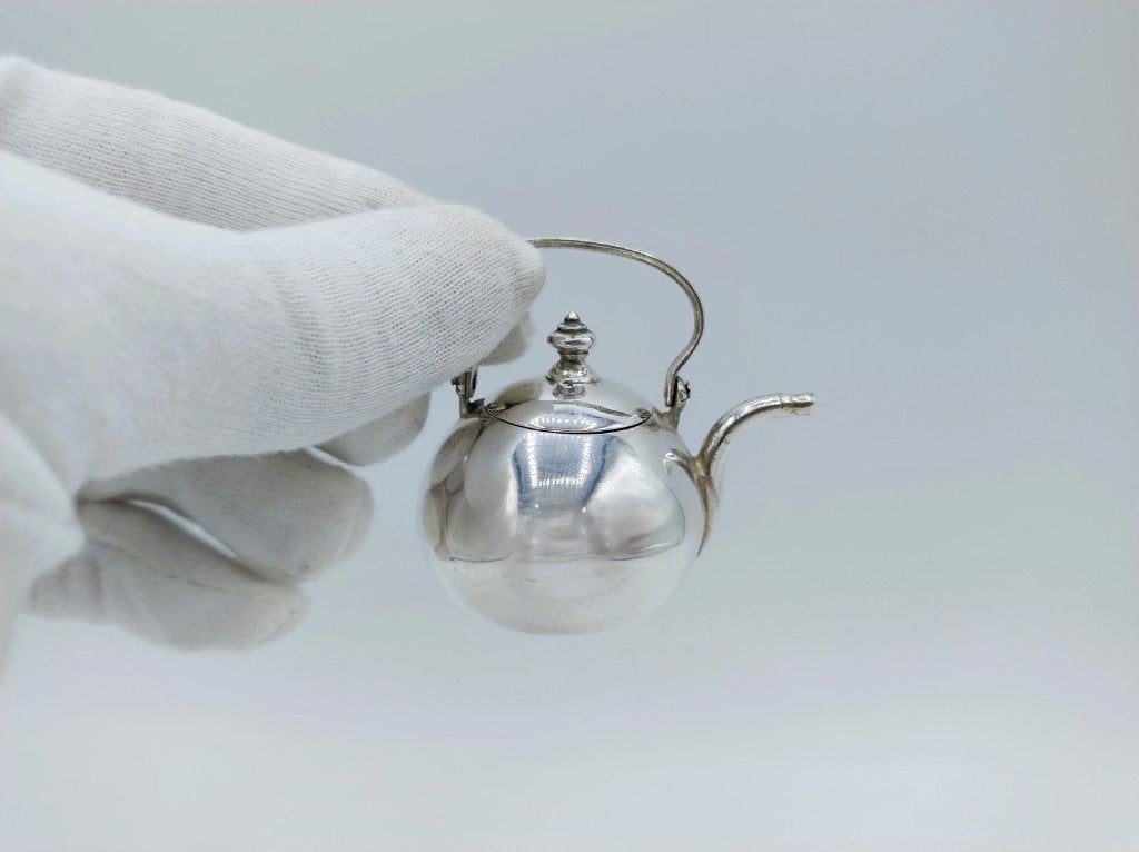 Zilveren miniatuur waterketel, J. Borduur, Amsterdam, 1754, Verzenden, Zilver