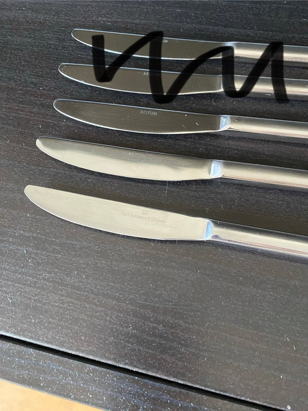 Nocturne 3x diner mes – edelstaal (RVS), Huis en Inrichting, Keuken | Bestek, Gebruikt, Keltum, Los bestek, Ophalen of Verzenden