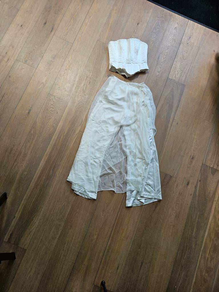 Bruid Corset met broek en korte sluier - Maat 40, Trouwjurk, Wit, Ophalen of Verzenden, Gedragen