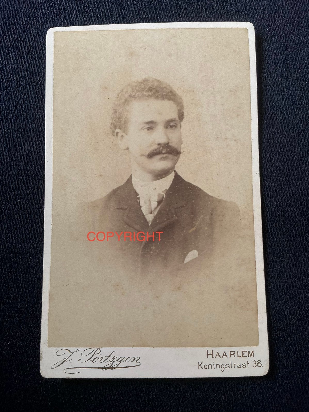 CDV, Man, J. PÖRTZGEN, HAARLEM, Carte de Visite, Ophalen of Verzenden, Voor 1940, Gebruikt, Foto