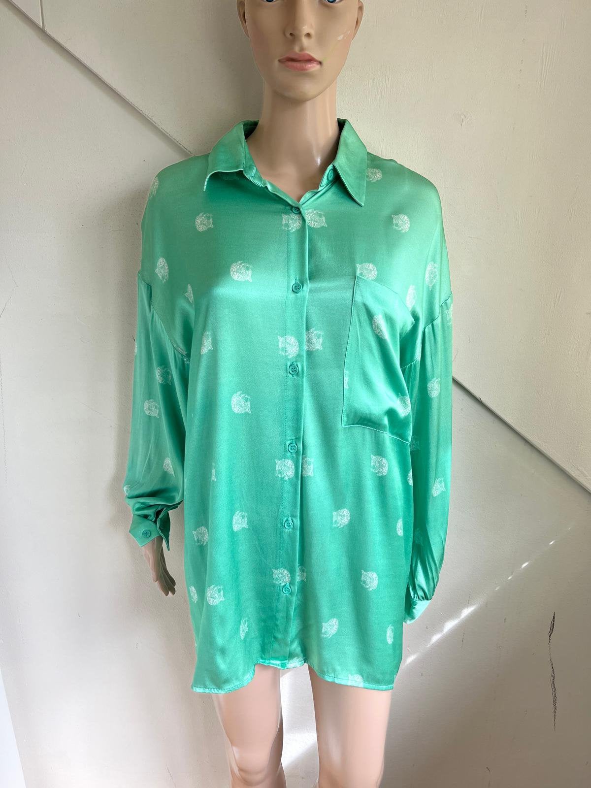 ALIX blouse maat L groen mintgroen wit tijger print, Ophalen of Verzenden, Zo goed als nieuw, Maat 42/44 (L), Groen