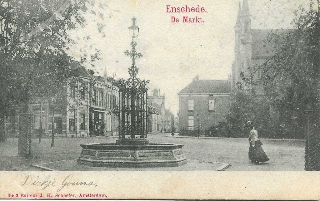 Enschede, De Markt, Verzamelen, Verzenden, Voor 1920, Gelopen, Overijssel
