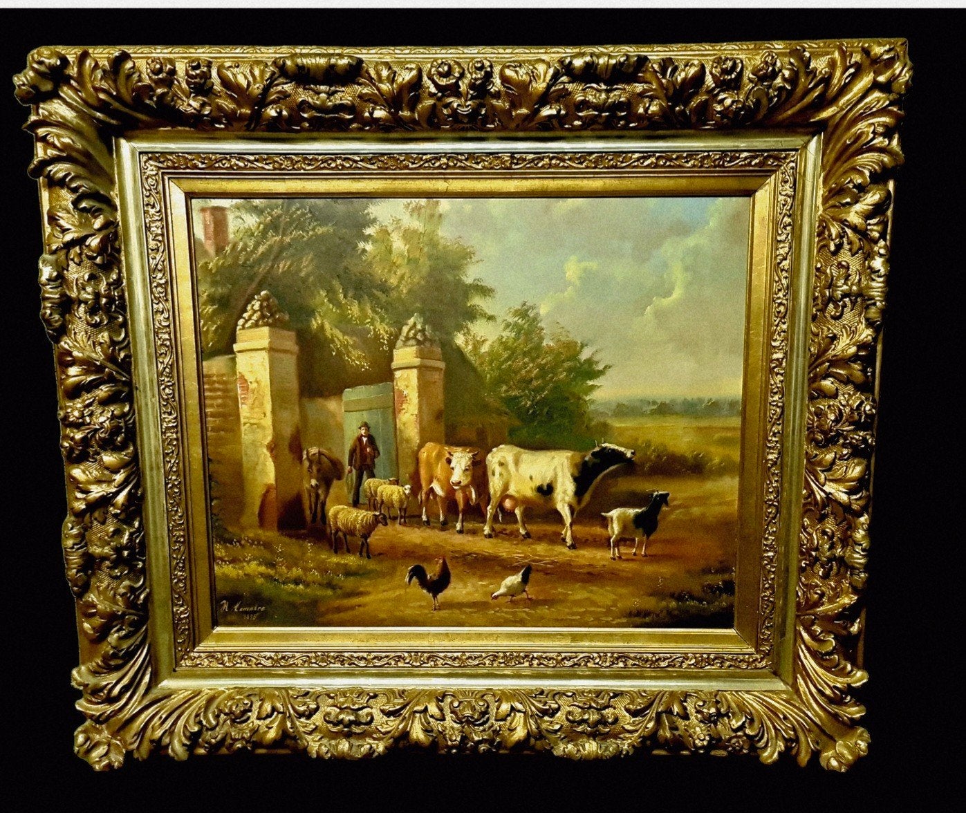 H. Lemaire (1895) - Boer met vee bij boerderij, Ophalen