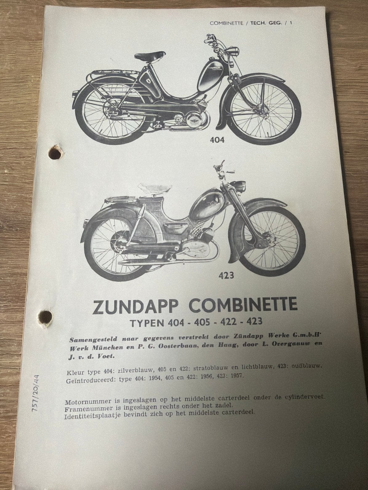 Zundapp Combinette Werkplaatshandboek - Origineel, Ophalen of Verzenden, Gebruikt, Overige typen