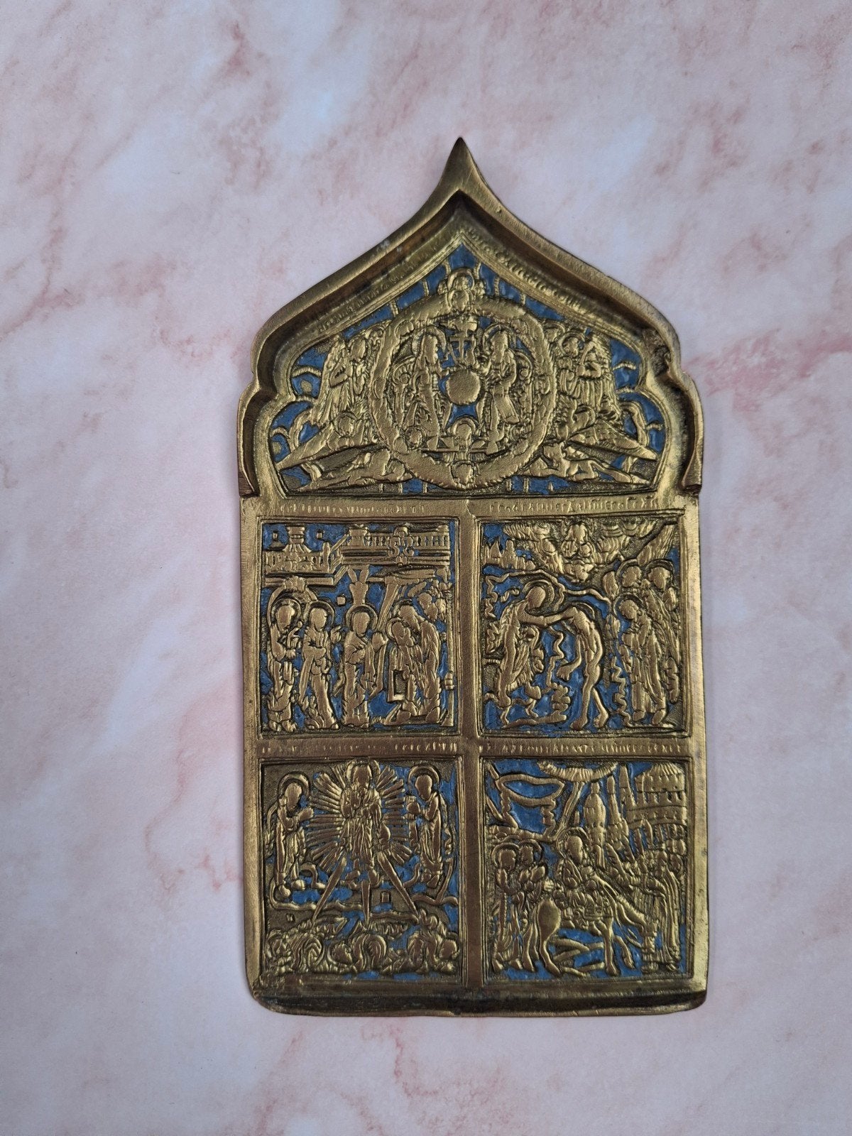 Antieke Russische Orthodoxe Reis-icoon, 19e Eeuw, Antiek en Kunst, Ophalen of Verzenden