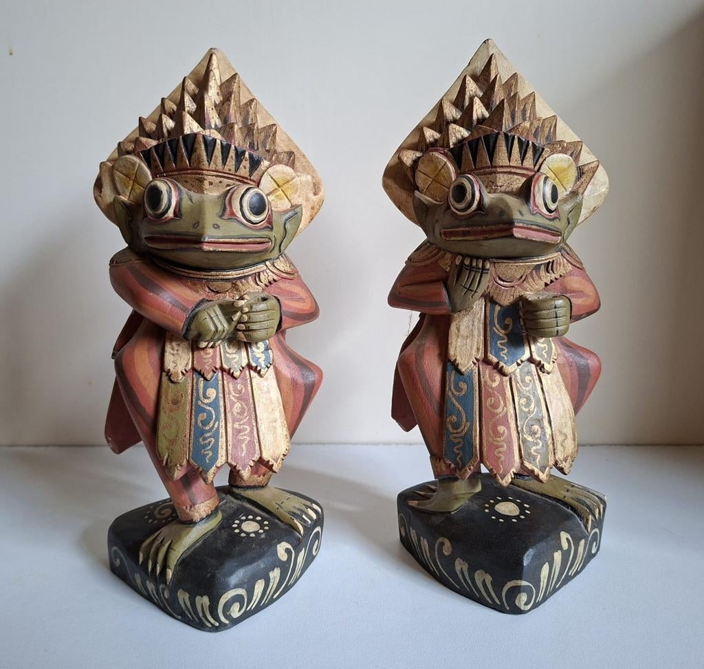 Balinese Raksasa kikkerfiguren van handgesneden hout., Ophalen of Verzenden, Gebruikt