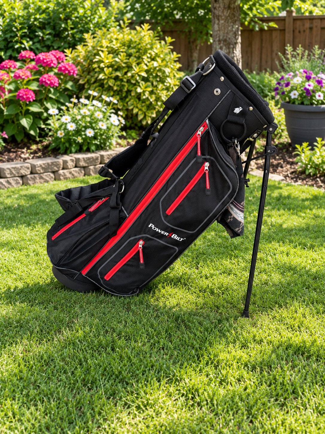 PowerBilt Golftas - Zwart/Rood Standbag, Sport en Fitness, Ophalen, Zo goed als nieuw, Tas, Overige merken