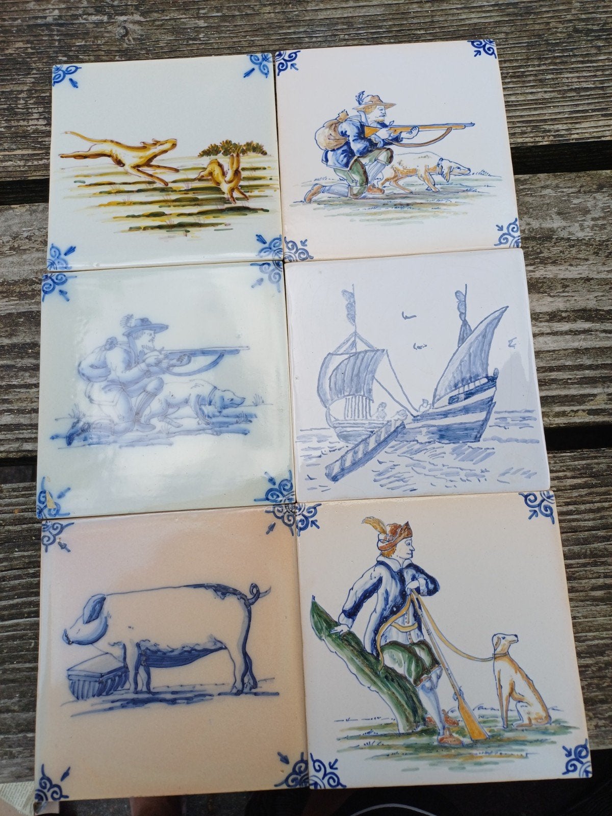 Set van 6 Delfts Blauwe Tegels, Antiek en Kunst, Ophalen of Verzenden