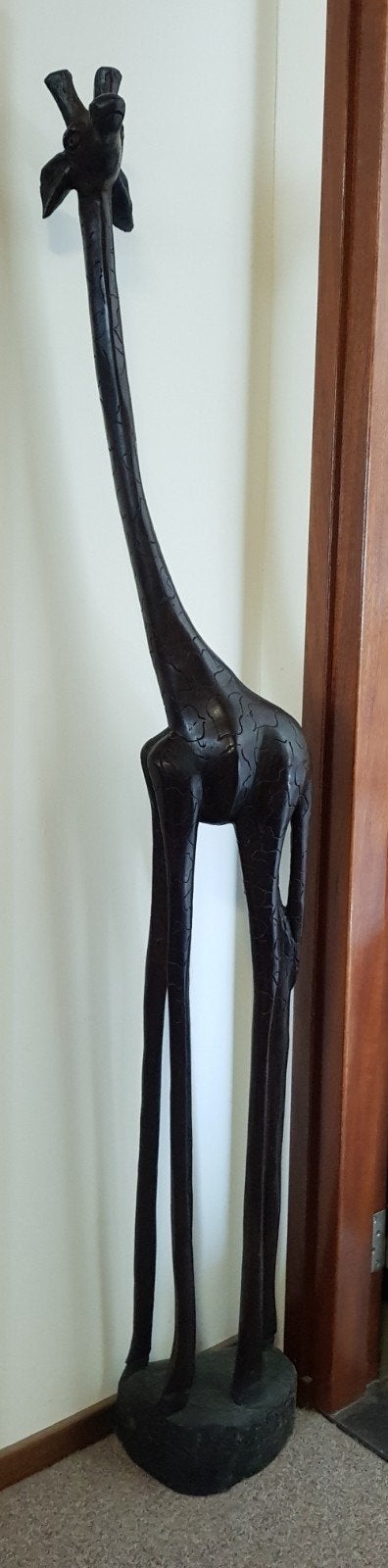 Afrikaanse handgemaakte houten giraf., Bruin, 174 cm, Afrika, Handgemaakt