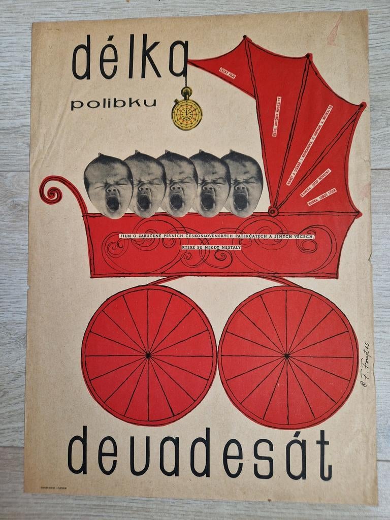 Vintage jaren 60 Czech design filmposter F. Forejt cultfilm, Verzamelen, Posters, Gebruikt, Film en Tv, A1 t/m A3, Ophalen of Verzenden