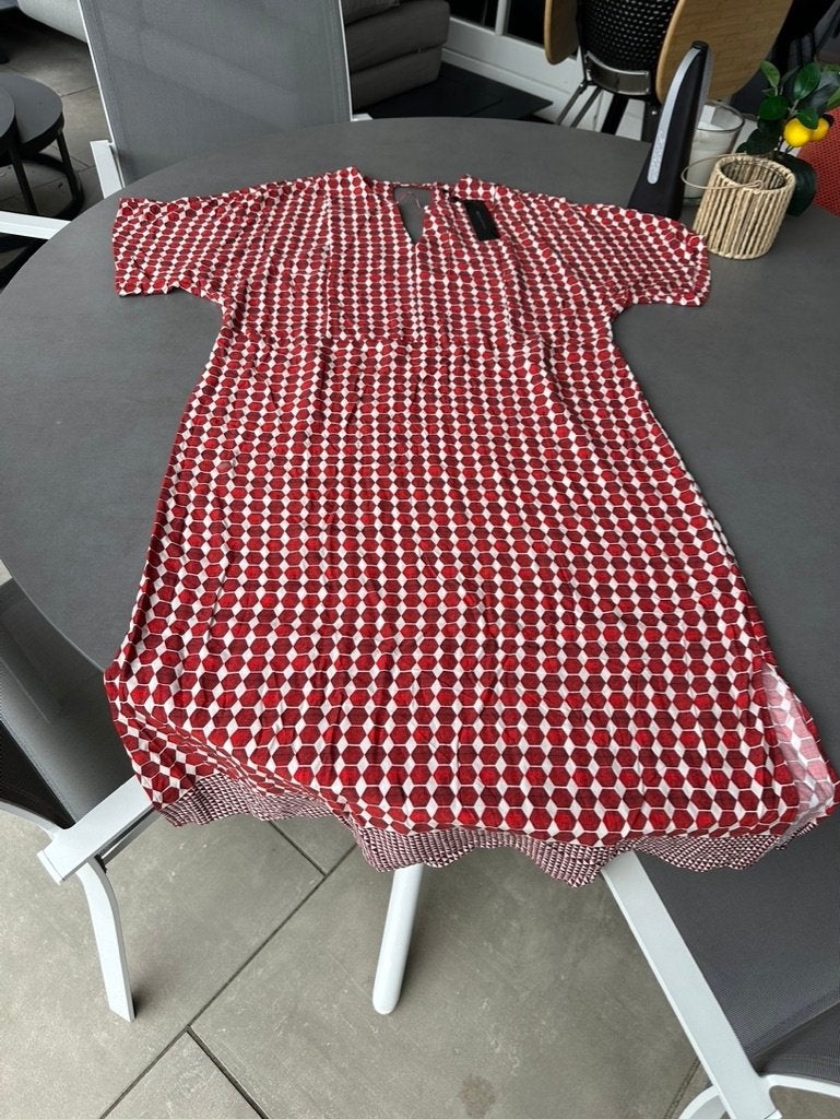 Nieuwe donkerrood/ecru Expresso jurk, maat 42, Maat 42/44 (L), Nieuw, Verzenden, Expresso