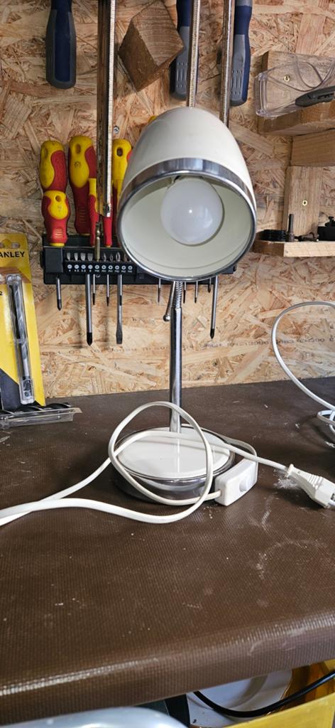 Vintage Bureaulamp Edco Model 6501-8 - Wit/Chroom, Ophalen, Gebruikt, Metaal