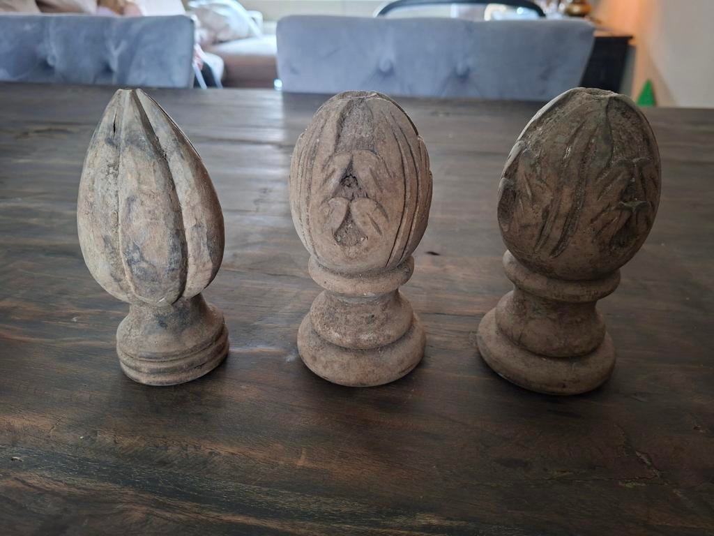 Set van 3 Leuke Houten Ornamenten - Decoratieve Accent, Ophalen of Verzenden