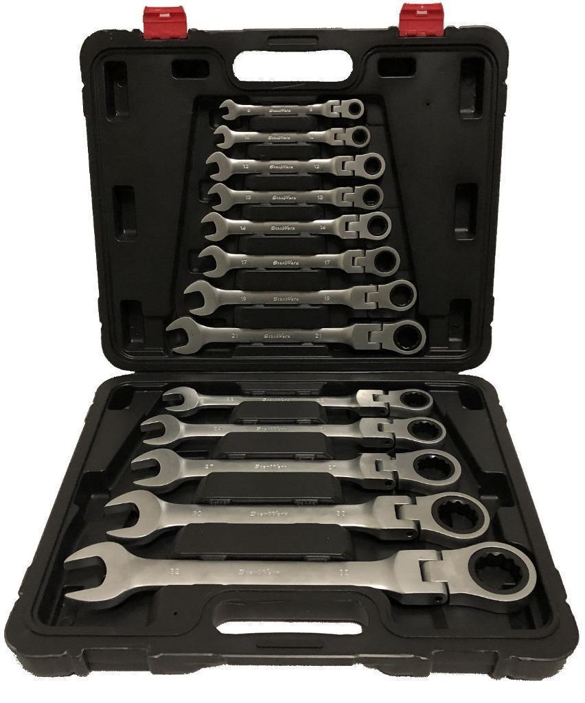 Steek- ringratel sleutel set 13dlg. Flexibele kop, Ophalen of Verzenden, -, -, -