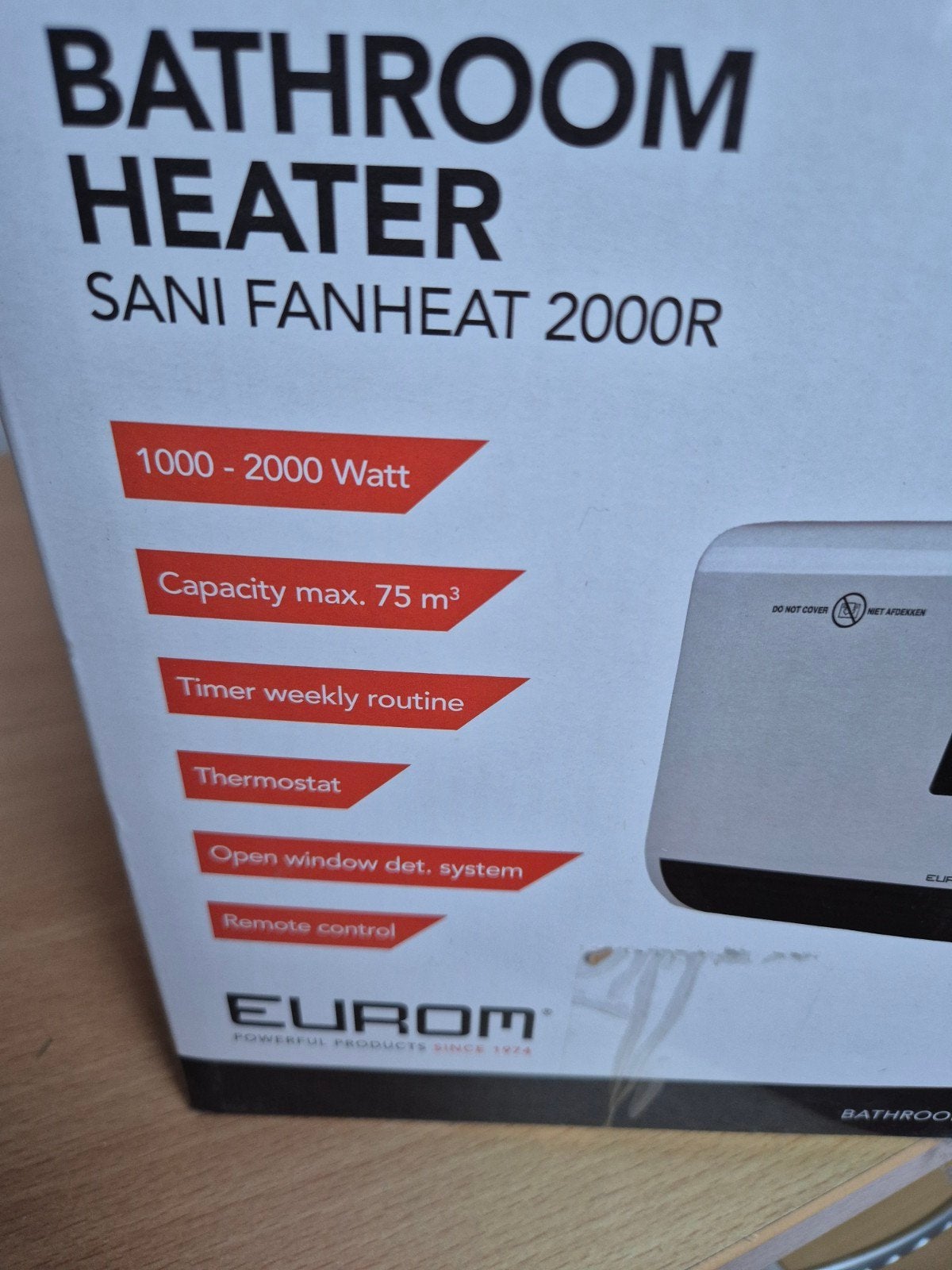 Eurom Sani Fanheat 2000R Badkamerverwarming, Ophalen, 30 tot 80 cm, Minder dan 60 cm, 800 watt of meer