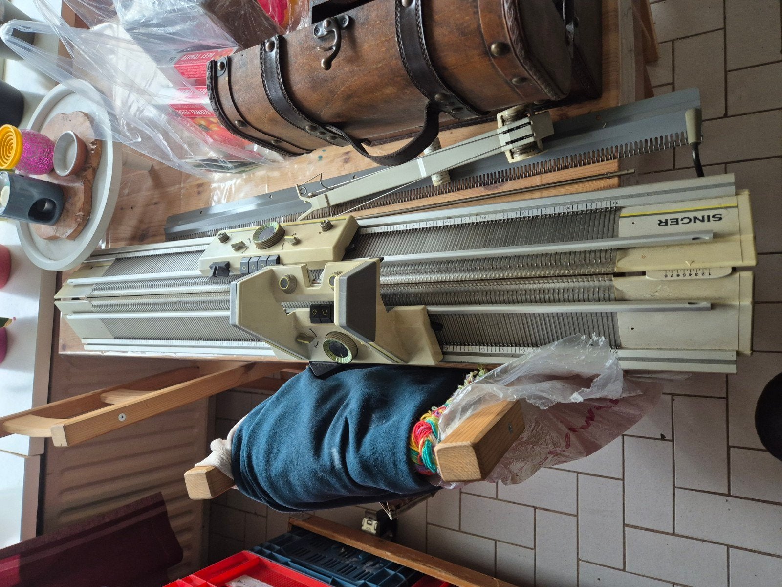 Singer Breimachine met accessoires en kist, Ophalen of Verzenden, Gebruikt, Overige typen