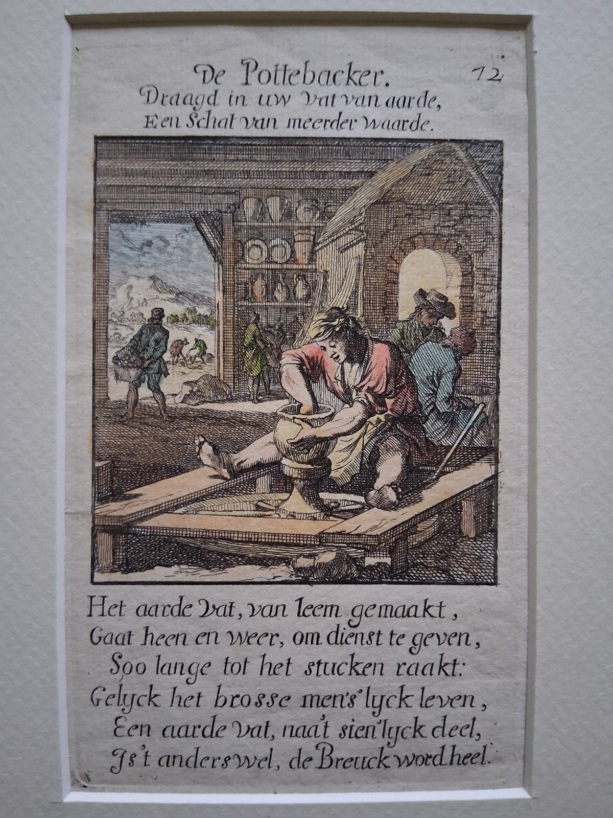 pottenbakker uit menselijk bedrijf, Antiek en Kunst, Kunst | Etsen en Gravures, Ophalen of Verzenden