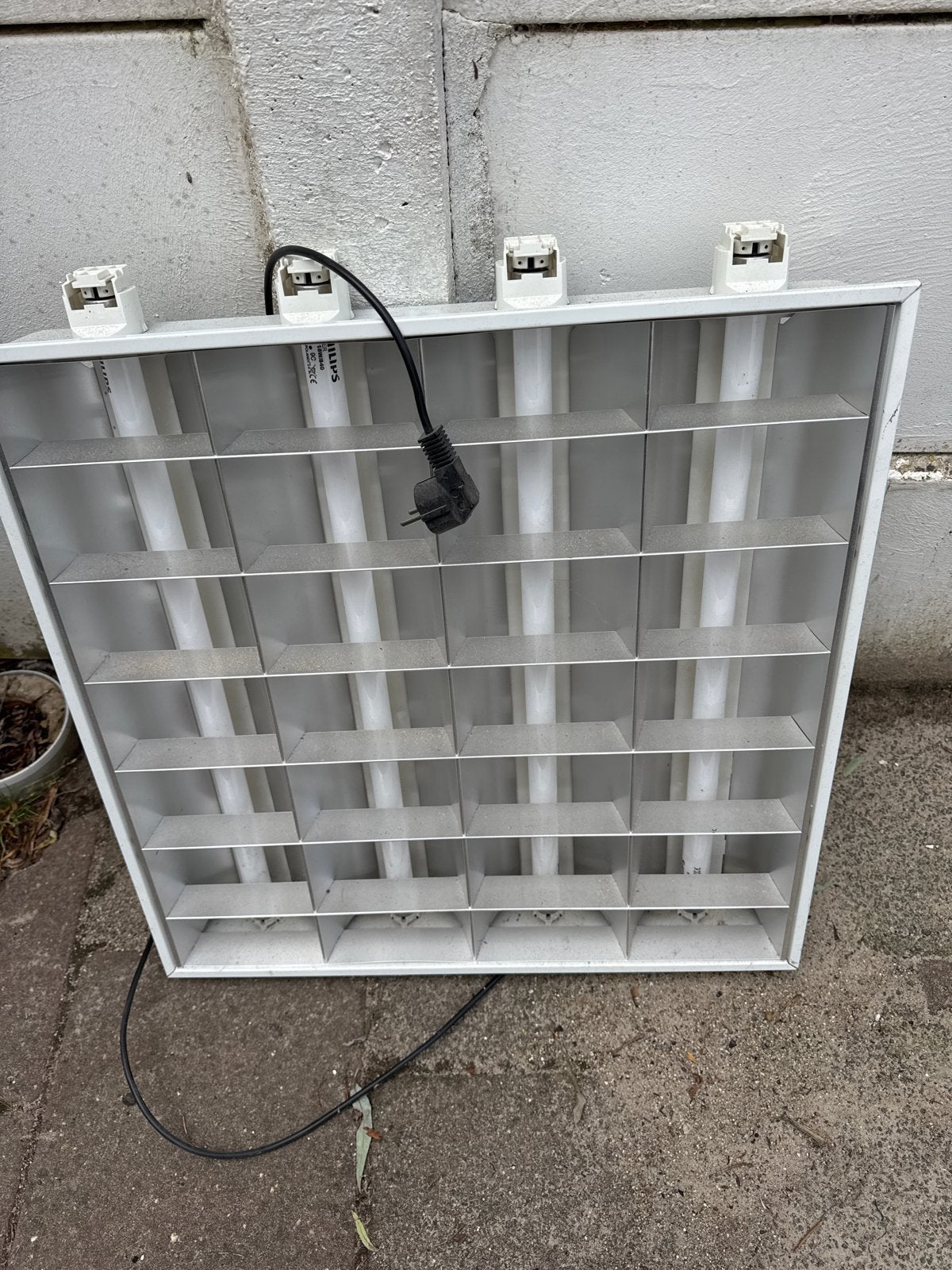 Lichtbak.  TL-armatuur met 4 Philips TL-buizen 60. X 60, Huis en Inrichting, Lampen | Losse lampen, Gebruikt, G13 (TL), 60 watt of meer