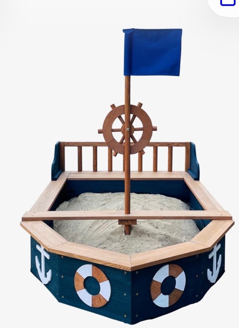 NIEUW IN DOOS Zandbak in bootvorm met stuur en vlag, Ophalen, Nieuw