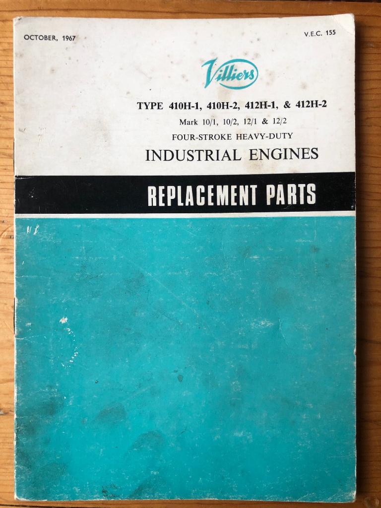 Onderdelenboek VILLIERS Mk410 & 412 stationaire motoren, Ophalen of Verzenden, Overige merken
