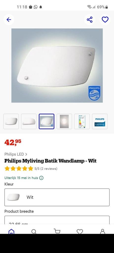 Philips wandlamp myLiving Home Sweet Home, retro spaarlamp, Ophalen of Verzenden, Nieuw