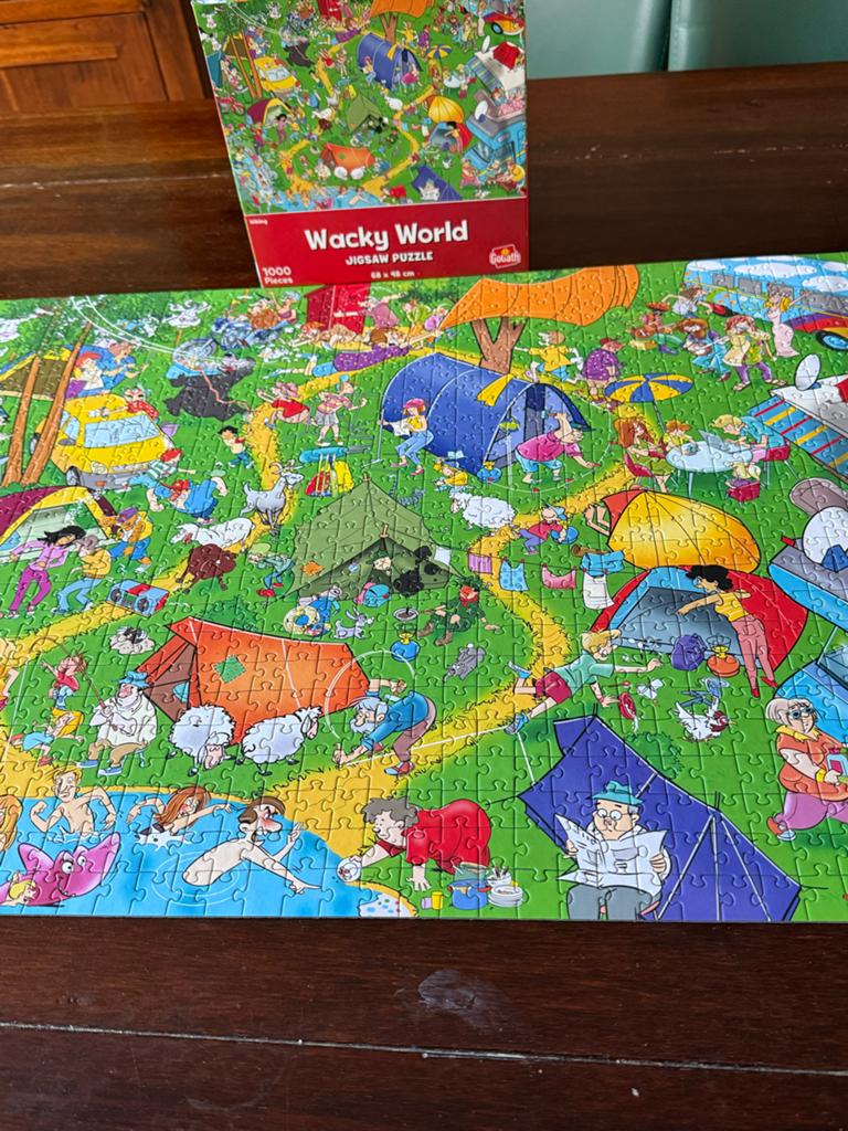 Wacky World Jigsaw Puzzel 1000 stukjes - kamperen, Ophalen of Verzenden, Zo goed als nieuw