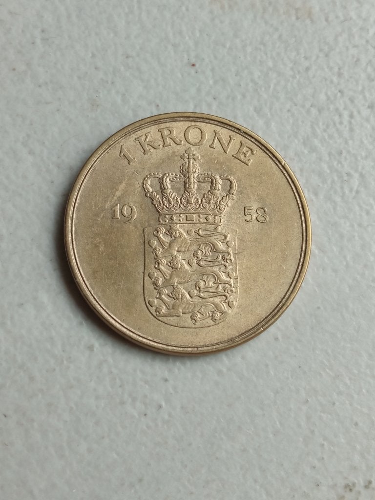Denemarken 1 kroon 1958., Ophalen of Verzenden, Overige landen, Losse munt
