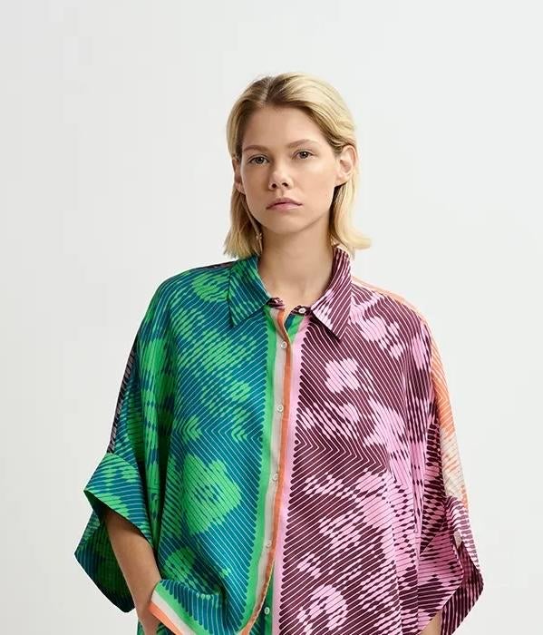 Essentiel Antwerp oversized blouse met gekleurde print, Maat 38/40 (M), Overige kleuren, Ophalen of Verzenden, Zo goed als nieuw