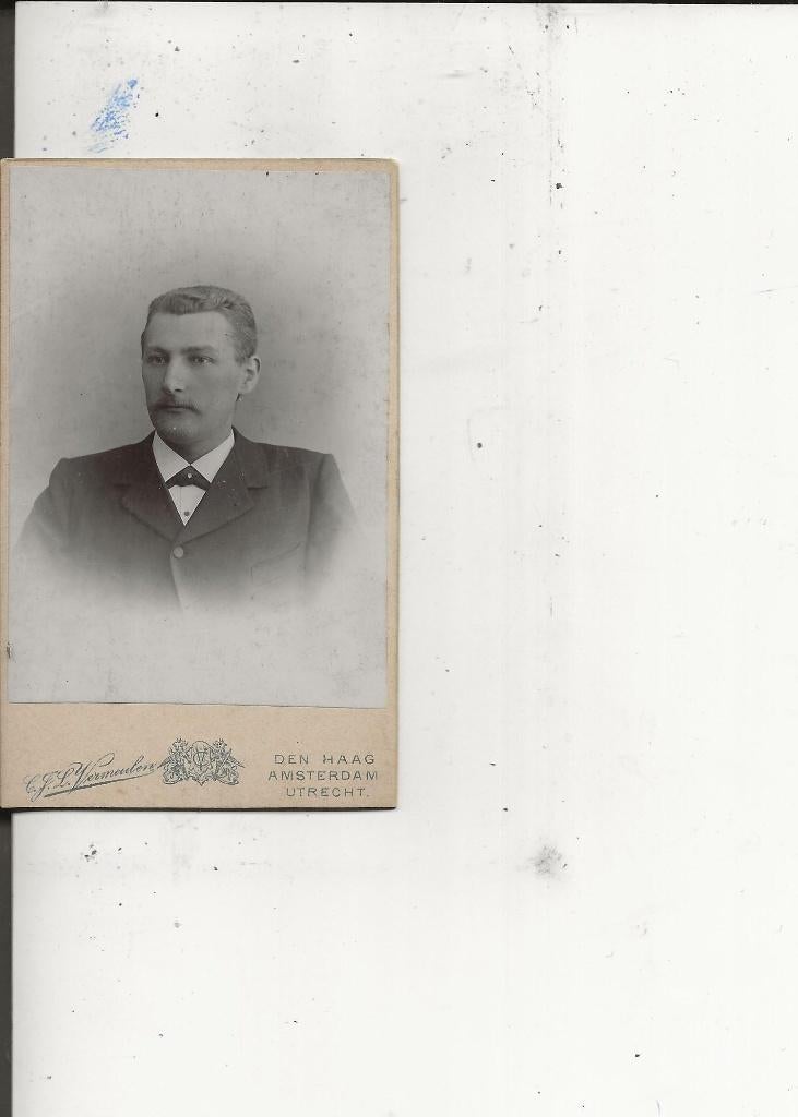 CdV Heer met snorretje en boord CJL Vermeulen, Ophalen of Verzenden, Voor 1920, Ongelopen, Zuid-Holland