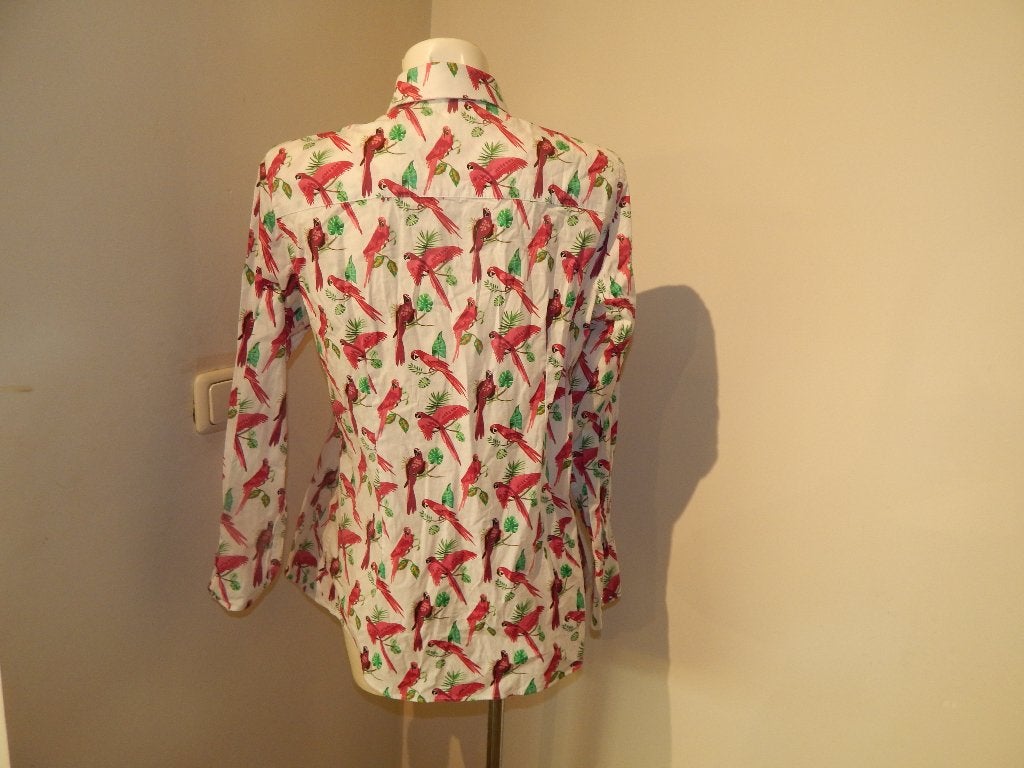 Cavallaro Napoli aparte blouse papegaai vogel print kleur 42, Cavallaro, Maat 42/44 (L), Zo goed als nieuw, Meerkleurig