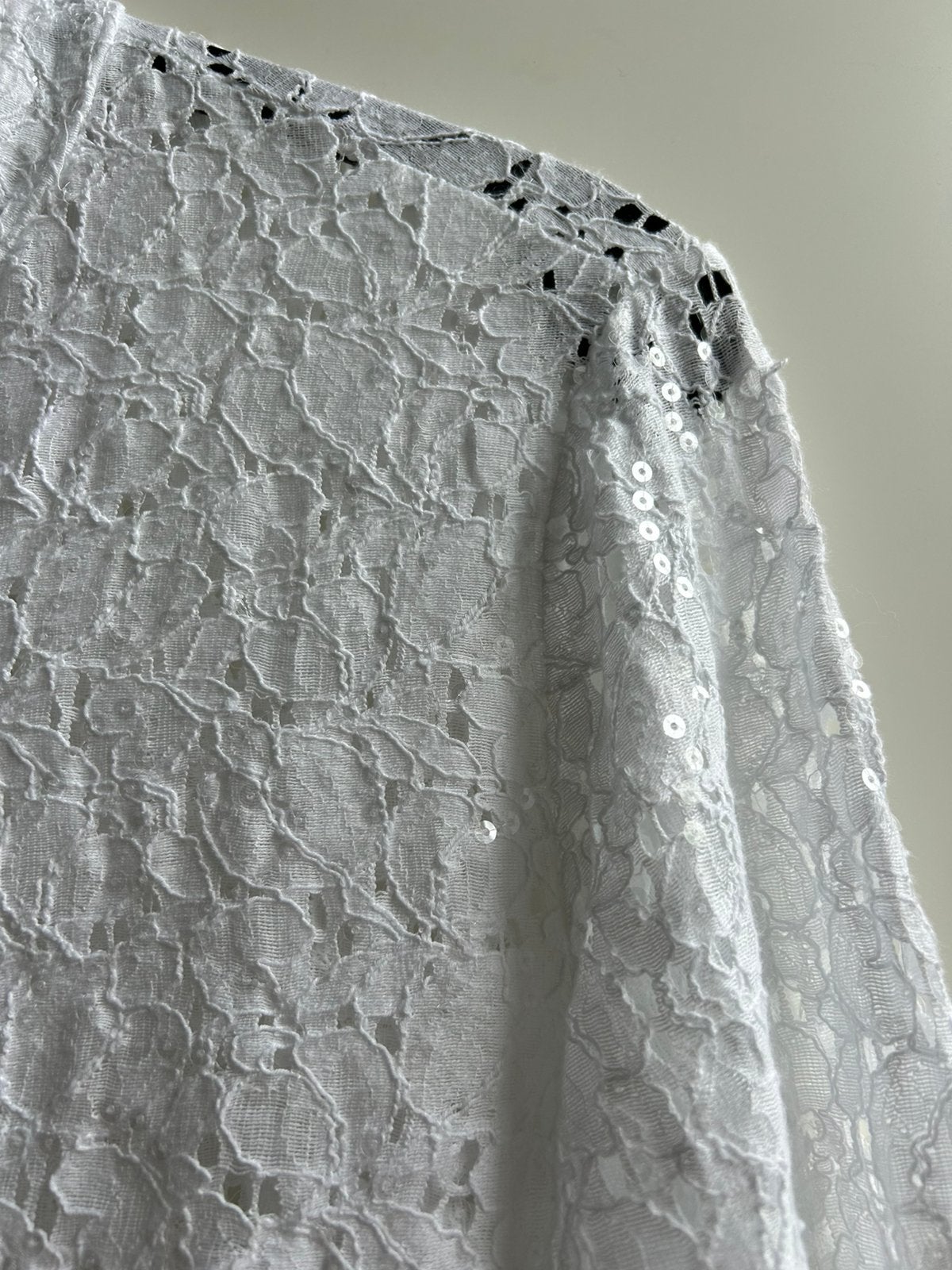 GARCONNE kanten blouse wit met pailletjes mt S/M en M/L, -, Verzenden, Nieuw, Garconne
