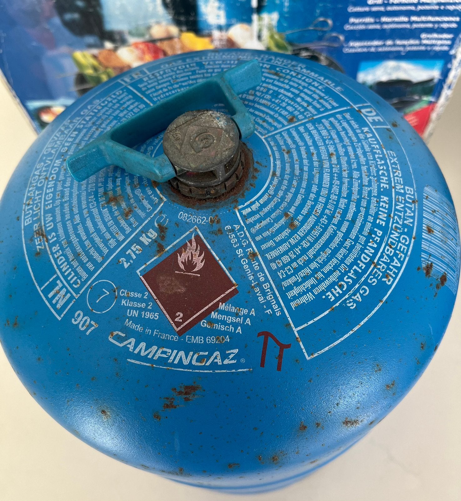 Campingaz gasfles type 907 zit nog 2,5 kg gas in, Ophalen, Gebruikt