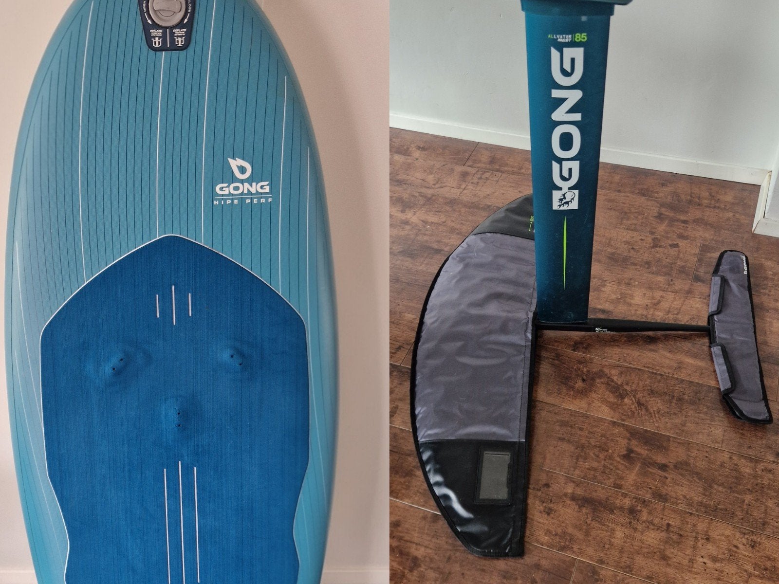 Gong Hipe Perf 5'10" Wingfoil Board met Foil en Tas, Ophalen, Zo goed als nieuw, Overige typen, Met koord