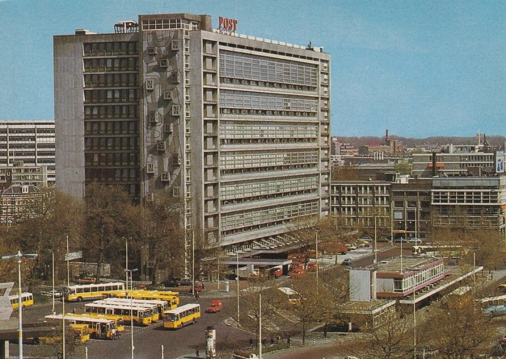 753S Rotterdam Stationspostkantoor busstation - bijzonder, Ophalen of Verzenden, 1960 tot 1980, Gelopen, Zuid-Holland