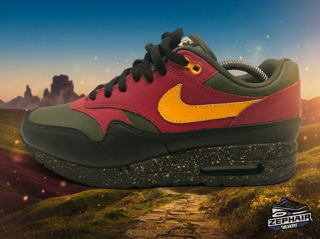 Nike Air Max 1 ID 'Gold Speckle/Olive' EU41 2019, Kleding | Heren, Schoenen, Colosseum 1, 1213 NL Hilversum, Nederland, Overige kleuren