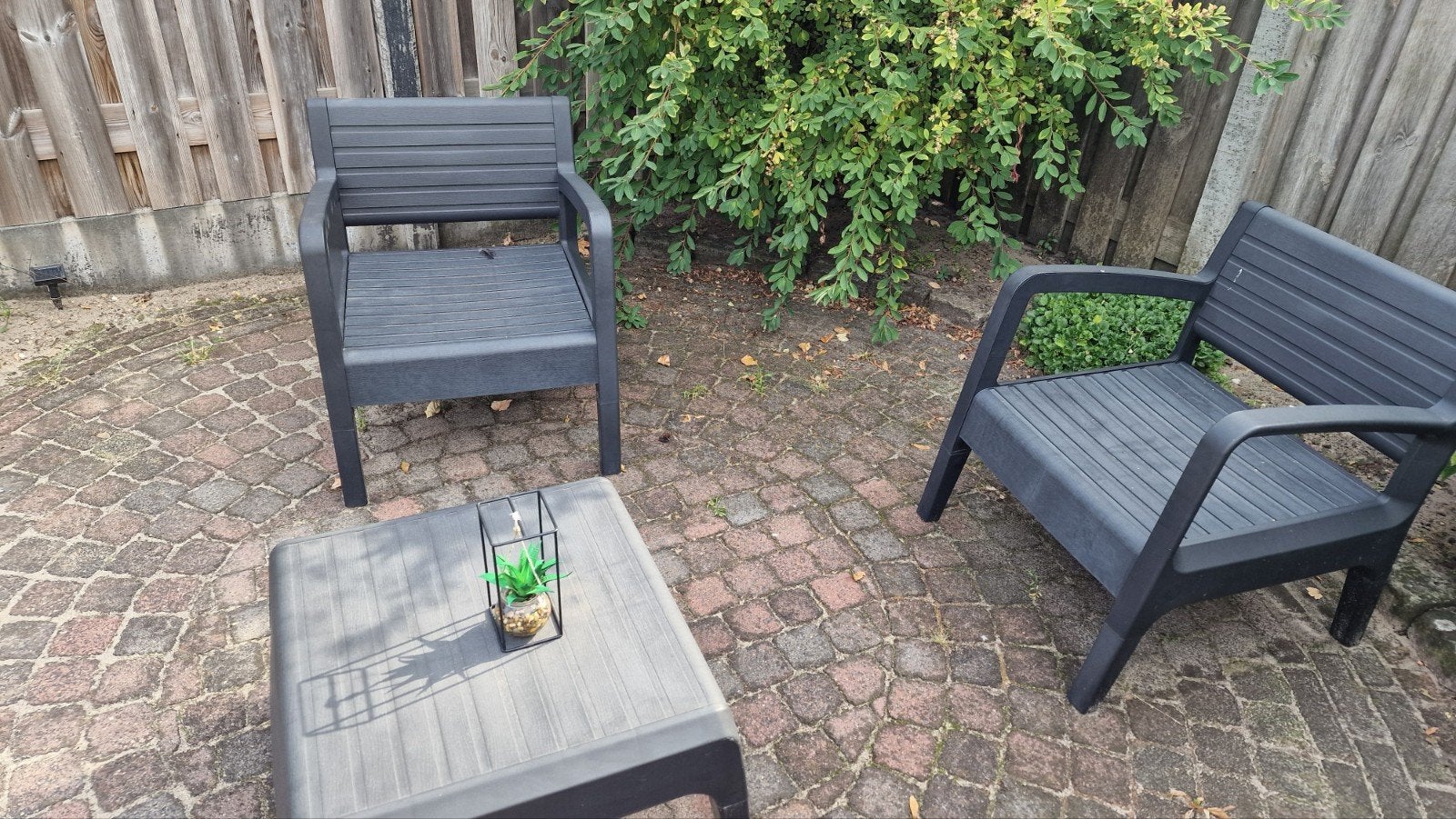 tuinsetje, Ophalen of Verzenden, Gebruikt, Kunststof, 2 zitplaatsen