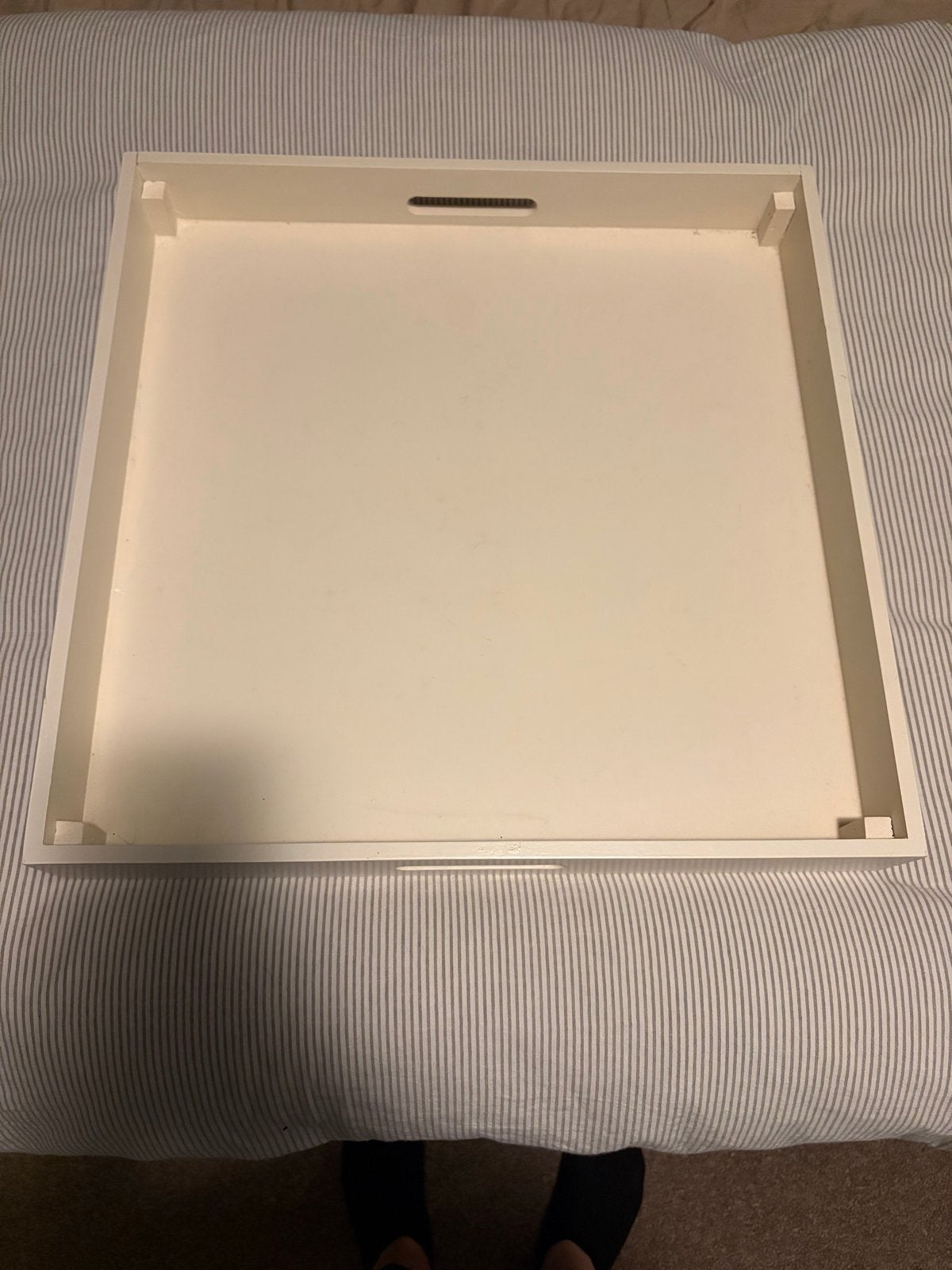 Wit houten dienblad met handvatten, Huis en Inrichting, Ophalen, Gebruikt, Vierkant, Dienblad